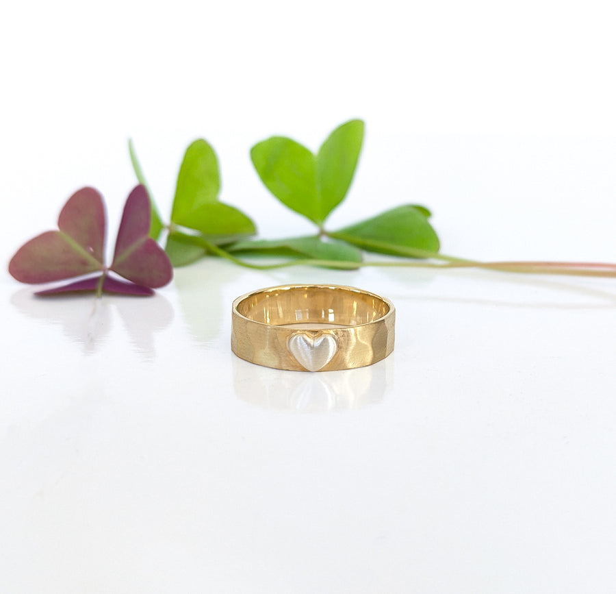 The Brass with Silver Heart Ring (RG05b)